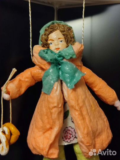 Елочная игрушка из ваты ручной работы