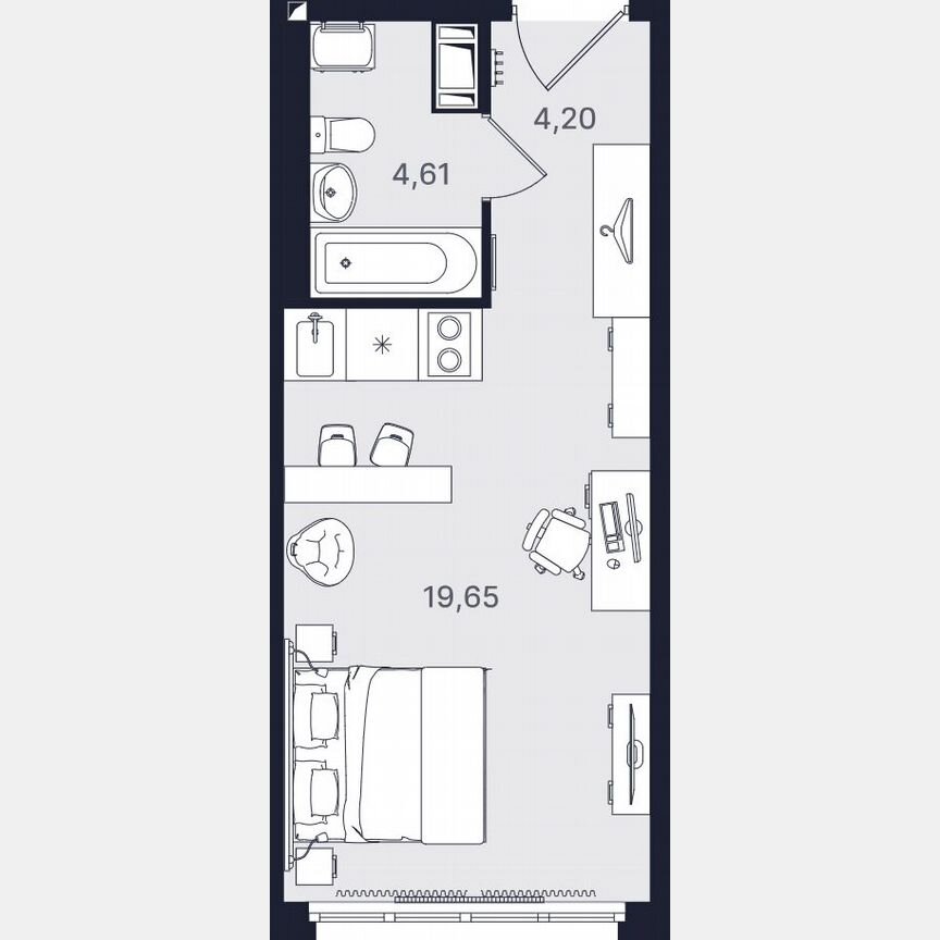Апартаменты-студия, 28,5 м², 12/24 эт.