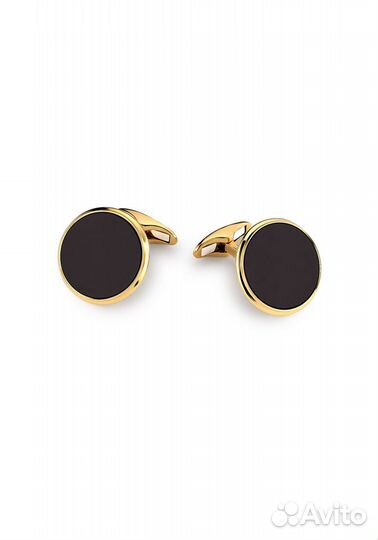 Запонки RalfDiamonds Yellow Gold Onyx Cufflinks