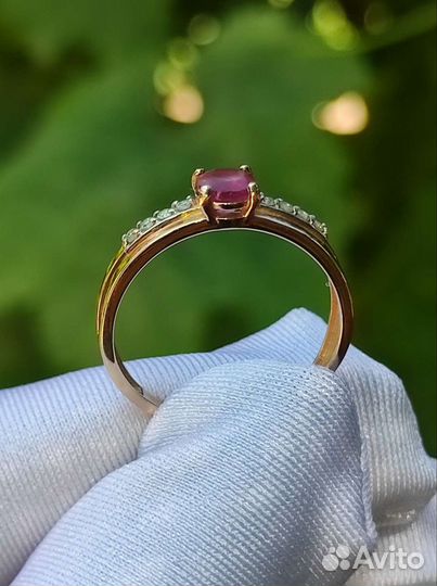 Золотое кольцо с Рубином и бриллиантами