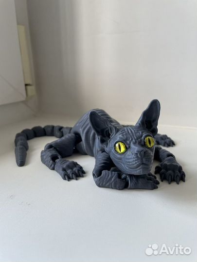 Кот Сфинкс подвижный, антистресс, 3D печать