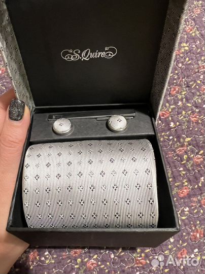 Набор галстук, запонки, зажим