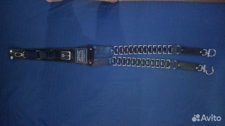 Подтяжки кожаные с металлическими элементами