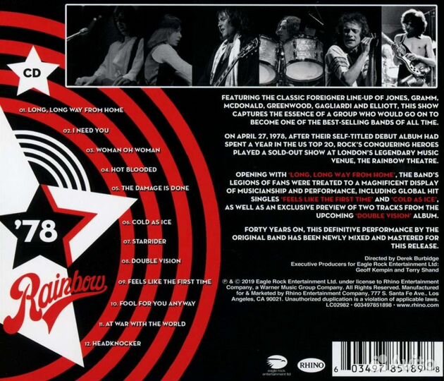 Foreigner - Live AT The Rainbow '78 (1 CD)