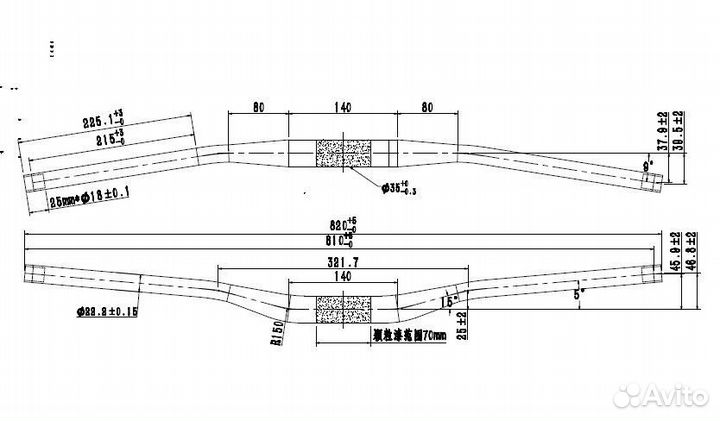 Руль карбоновый alexbikes 35мм 800мм HB800-35-UD-M