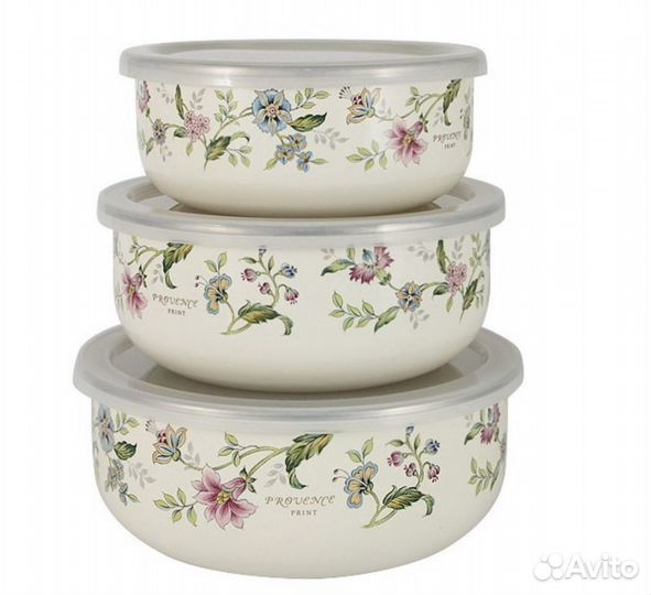 Набор из 3-х мисок с крышками «Прованс» “Ejiry “