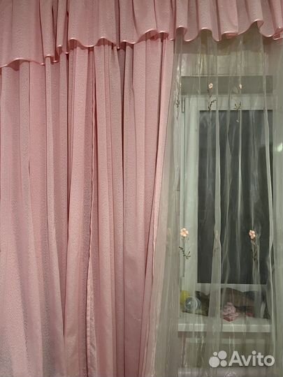 Шторы комплект тюль, портьеры 2шт и ламбрекен