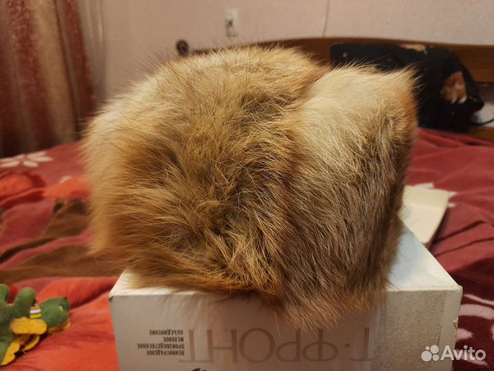 Натуральная лисья шапка мужская