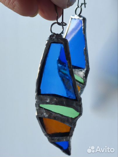 Витражные серьги ручной работы