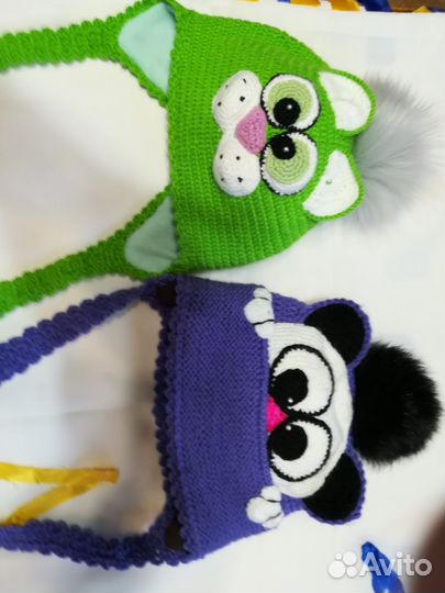 Шапка зимняя на флисе на детей