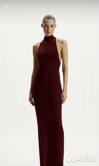 Платье-халтер винного цвета 12storeez