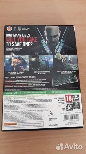 Игра Hitman Absolution для Xbox 360 и сам Хитмэн