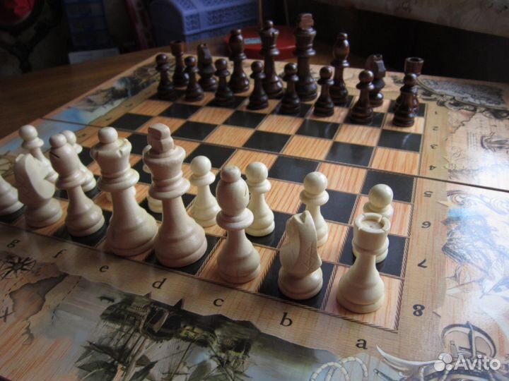 Шахматы 3 в 1 Морские 50 х 50 см