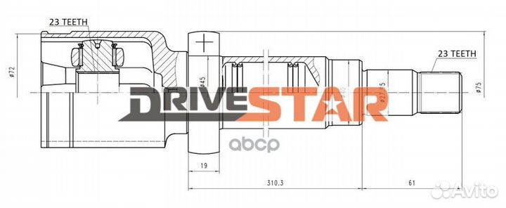 Drivestar ШРУС внутренний правый 23x40x23 IC-E