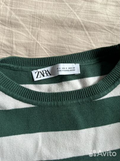 Джемпер укороченный в полоску zara