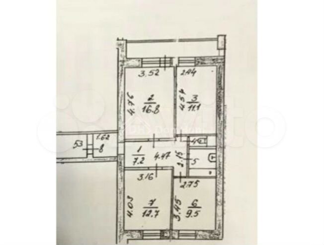 3-к. квартира, 62,8 м², 9/9 эт.