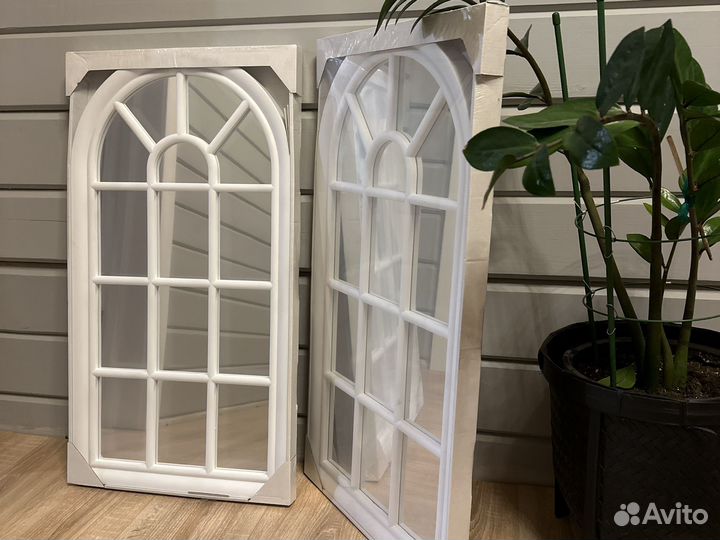 Зеркало арочное окно 2 шт белое 71*38 см