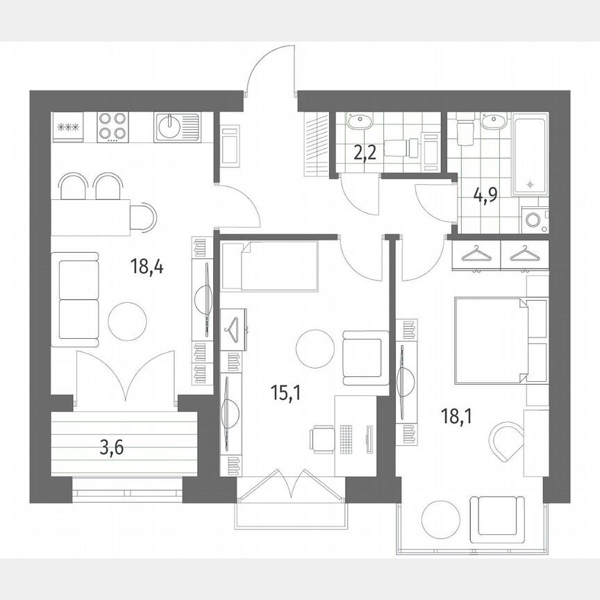 2-к. квартира, 67,7 м², 13/13 эт.