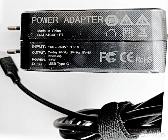 Зарядка ноутбука Tecno Megabook 65W черный