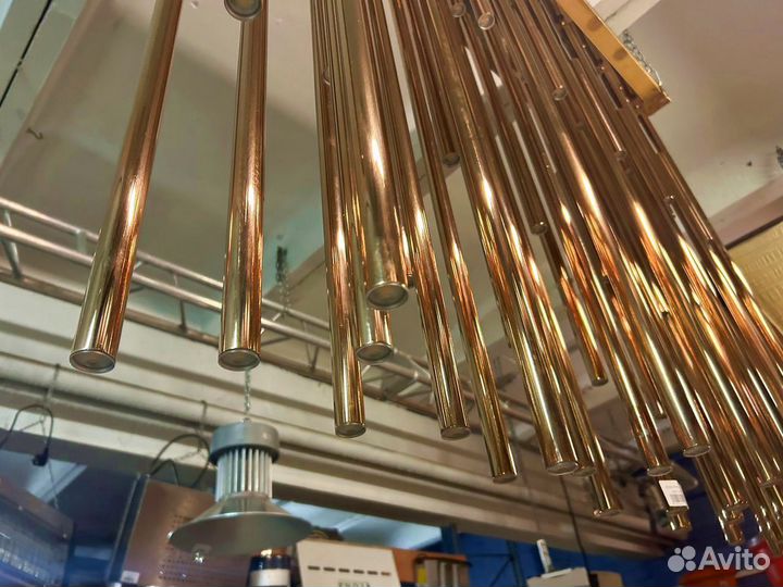 Люстра из сплава трубы цвет золото