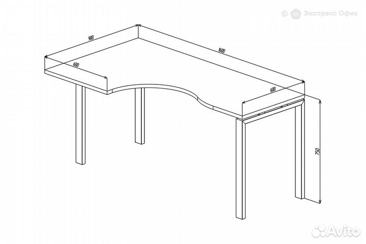 Стол письменный эргономичный левый Sigma SG.232.WH.63.WH.L