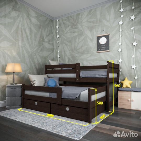 Двухъярусная кровать настоящий массив