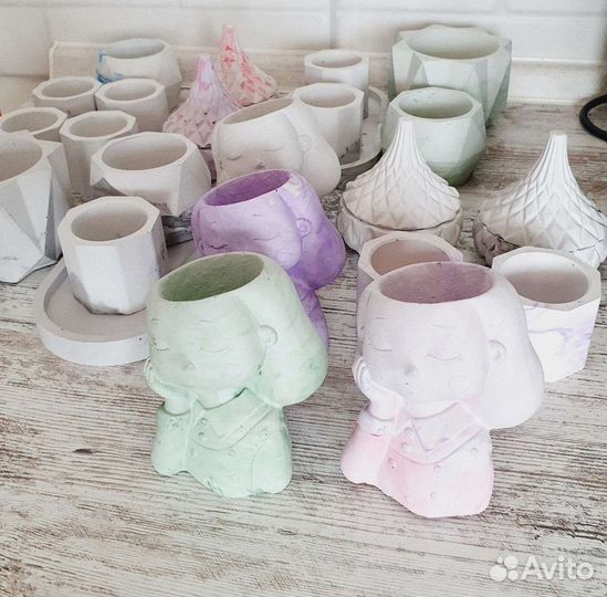 Горшок,подставка,гипс