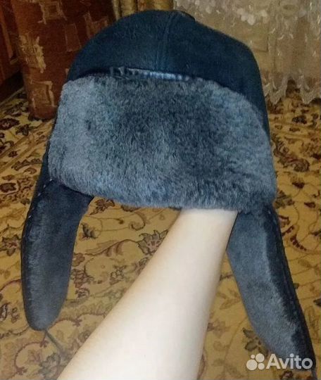 Натуральная дублёнчатая шапка ушанка новая