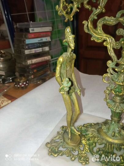 Подсвечник статуэтка бронза мрамор Гербер 1982г