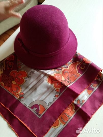 Женская шляпа фетр новая итальянский шейный платок