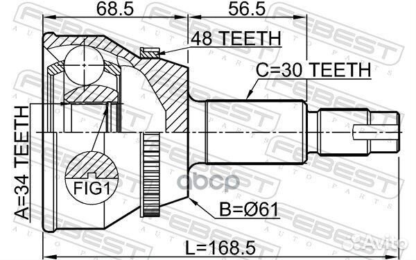 ШРУС 0110MHU38A48 Febest