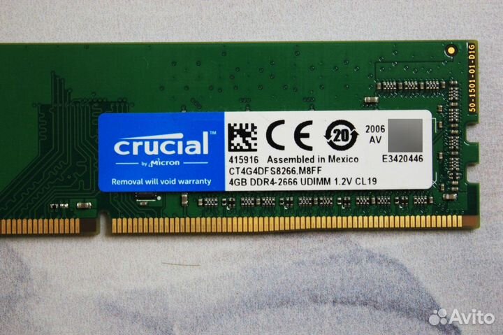 Оперативная память DDR4 4 GB 2666 MHz Crucial