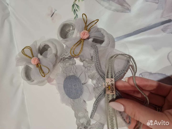 Набор для малышки носочки повязки на голову