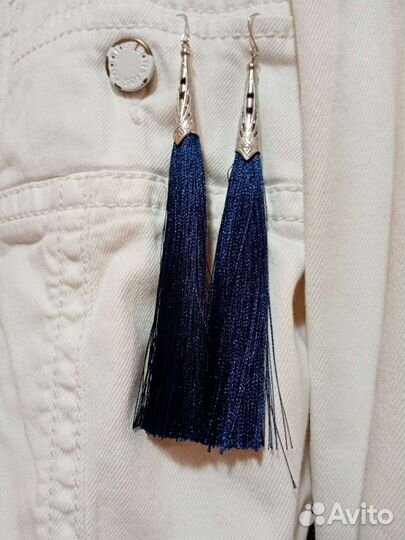 Сережки кисточки синие