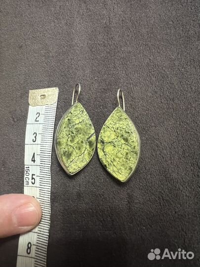 Серьги ссср,камень змеевик
