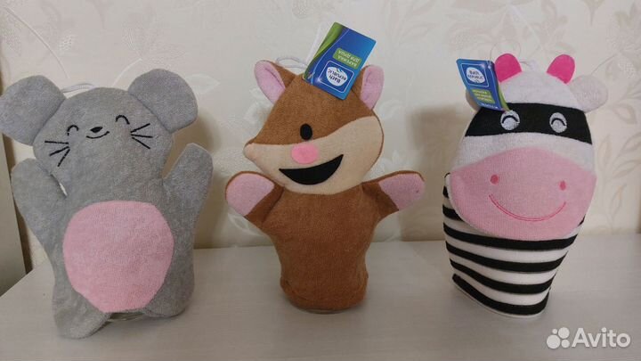 Мягкая игрушка - мочалка -варежка для мытья детей