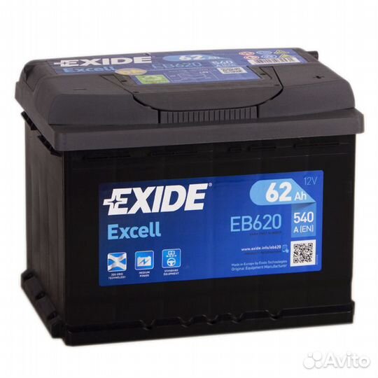 Аккумулятор Exide Excell 62Ач обрат поляр EB620