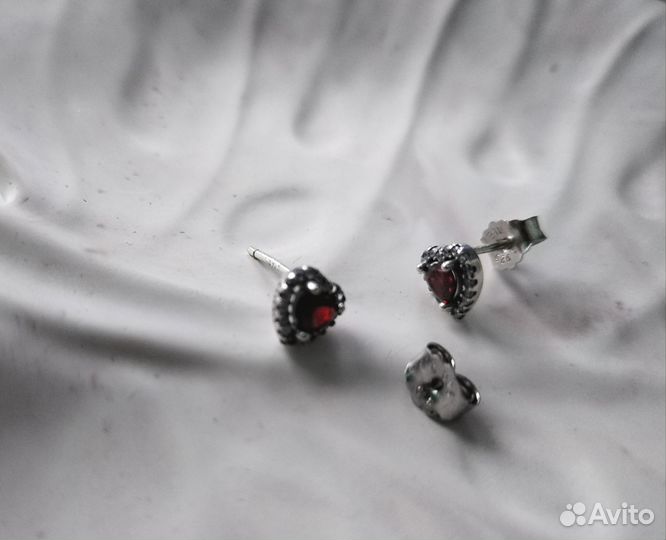 Сережки сердце серебро 925 пробы