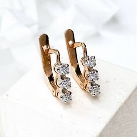 Золотые серьги 585 пробы с бриллиантами 0,37 ct