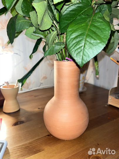 Ваза из красной глины хендмейд