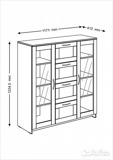 Шкаф витрина сервант IKEA Бримнэс (Сириус)