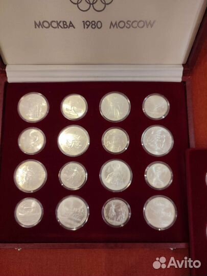 Серебряные монеты олимпиада80. Наборы 28шт.Ац