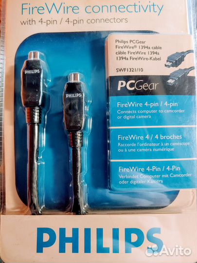 Кабель ieee 1394 1m Philips 4p-4p оригинал, новый