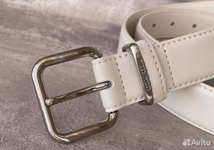 Ремень женский белый miu miu