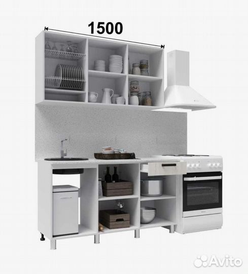 Кухонный гарнитур 150см крафт белый (Диор)