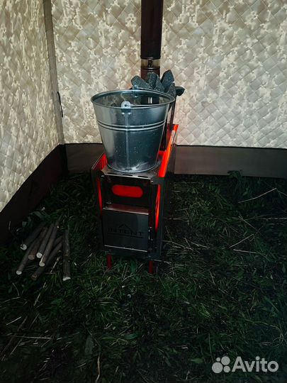 Походная баня с печкой