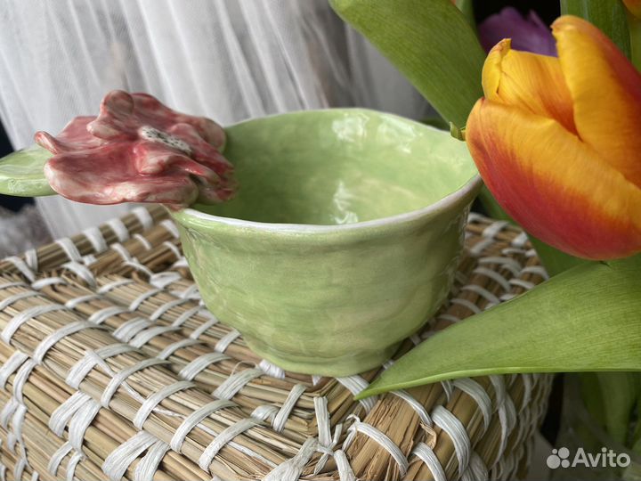 Кружка керамическая ручная лепка