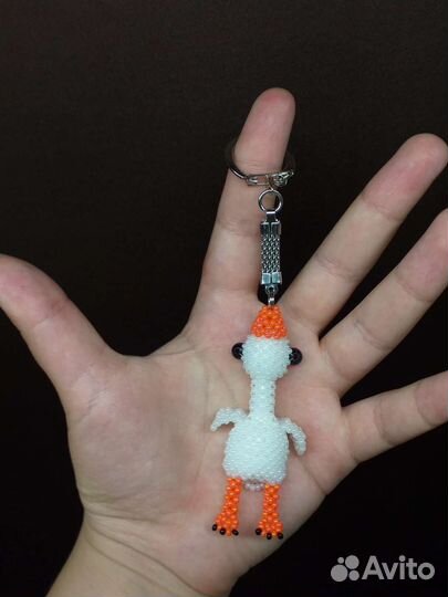 Брелок амигуруми гусь из бисера