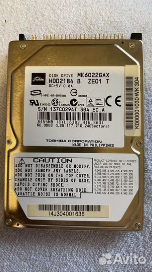 Жесткий диск hdd 2, 5 toshiba 60Гб
