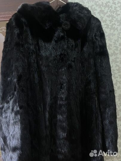 Шуба норковая с капюшоном